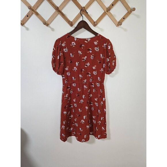 Universal Thread Orange Floral Button-Up Dress - Size Small - Picture 5 of 8